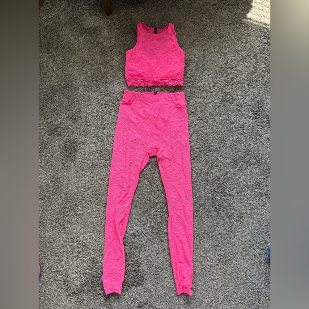 Savage X Fenty Neon Pink Lace Set